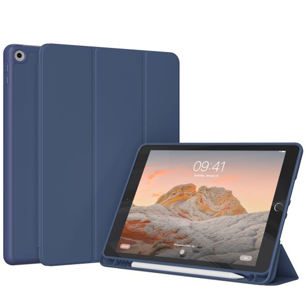 Accezz Smart Silicone Bookcase iPad 9 (2021) 10.2 inch / iPad 8 (2020) 10.2 inch / iPad 7 (2019) 10.2 inch - Donkerblauw