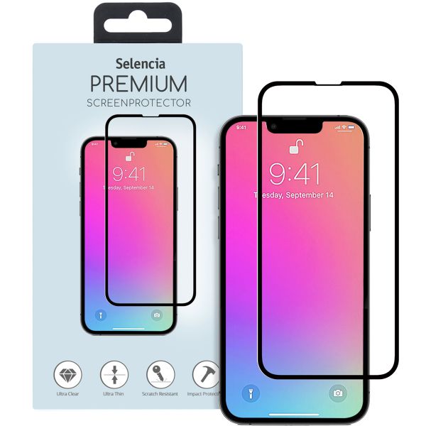 Selencia Gehard Glas Premium Screenprotector iPhone 13 / 13 Pro / 14 - Zwart