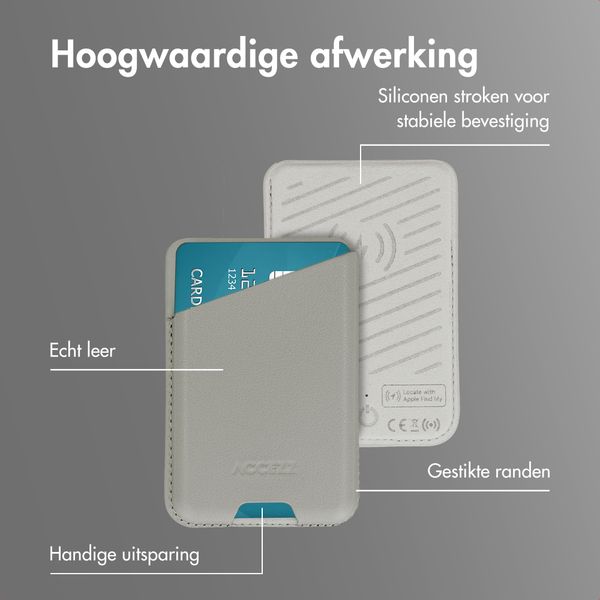 Accezz Magnetische Leren Kaarthouder - Geschikt voor Apple Find My - Light Grey