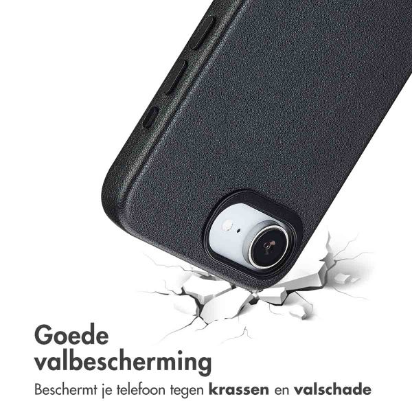 Accezz Echt leren hoesje + MagSafe Wallet Apple iPhone 17e / 16e - Onyx Black