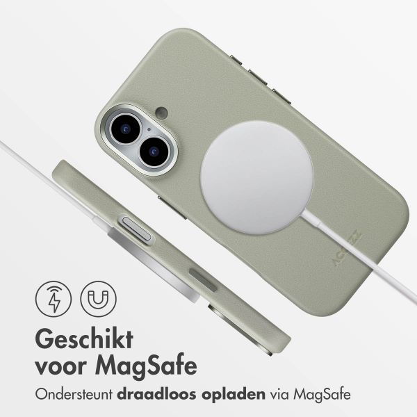 Accezz MagSafe Leather Backcover Apple iPhone 17 - Lichtgrijs