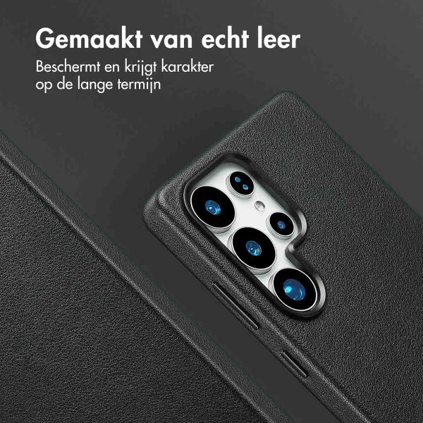 Accezz Echt leren hoesje + MagSafe Wallet Samsung Galaxy S25 Ultra - Onyx Black