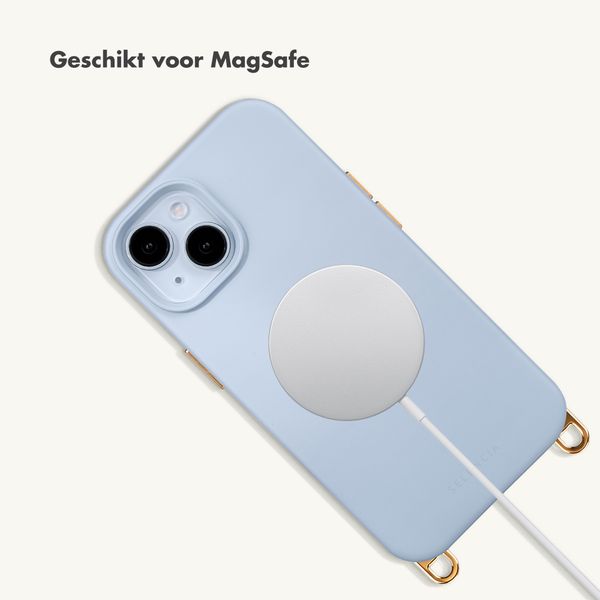 Selencia Rivièra MagSafe Backcover met afneembare haakjes Apple iPhone 15 - Powder Blue