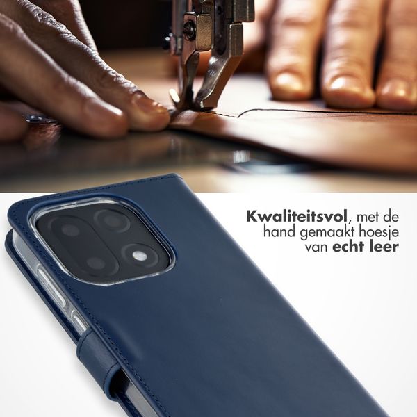 Selencia Echt Leren Bookcase OnePlus 15 - Donkerblauw