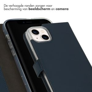 Selencia Echt Lederen Bookcase iPhone 14 Plus - Blauw