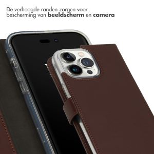 Selencia Echt Lederen Bookcase iPhone 14 Pro Max - Bruin