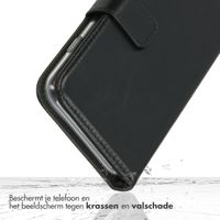 Selencia Echt Lederen Bookcase iPhone 15 Pro Max - Zwart