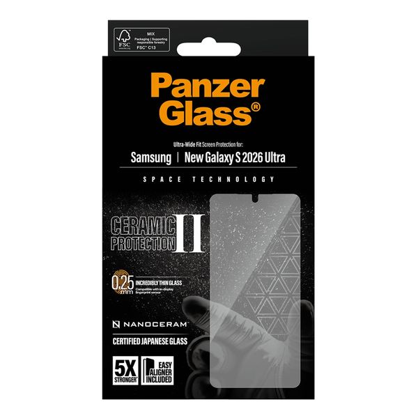 PanzerGlass Ceramic Screenprotector met applicator Samsung Galaxy S26 Ultra