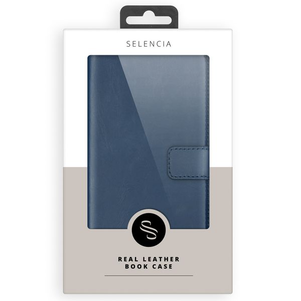 Selencia Echt Leren Bookcase Apple iPhone 12 Mini - Blauw