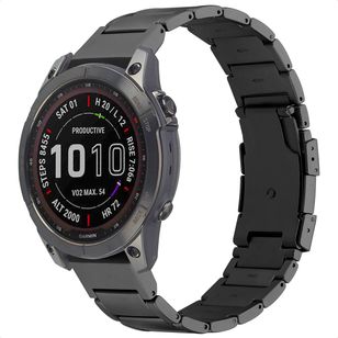 Accezz Mat Titanium bandje voor de Garmin Quickfit 22mm - Zwart