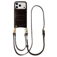 Selencia Nova Real Leather Backcover met Koord en Pashouder Apple iPhone 17 Pro - Dark Chocolate