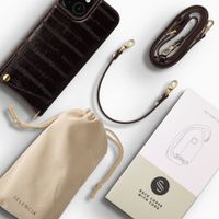 Selencia Nova Real Leather Backcover met Koord en Pashouder Apple iPhone 15 - Dark Chocolate