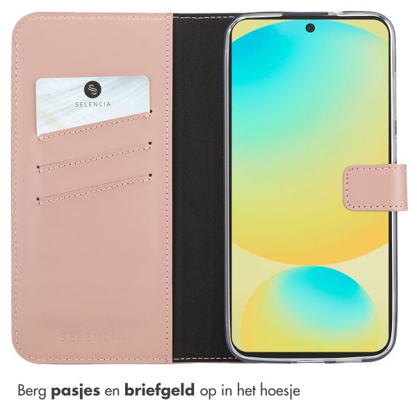 Selencia Echt Leren Bookcase Samsung Galaxy S25 FE - Dusty Pink
