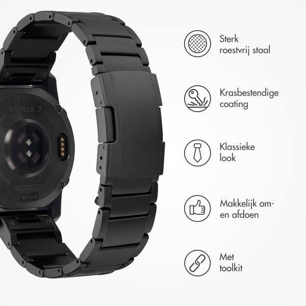 Accezz Mat Titanium bandje voor de Garmin Quickfit 22mm - Zwart