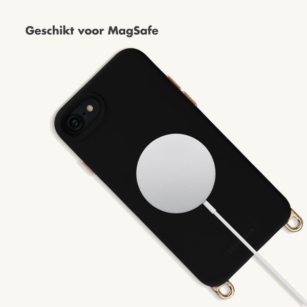 Selencia Rivièra MagSafe Backcover met afneembare haakjes Apple iPhone SE (2022 / 2020) / 8 / 7 / 6(s) - Velvet Black