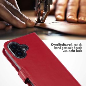 Selencia Echt Lederen Bookcase iPhone 16 Plus - Rood