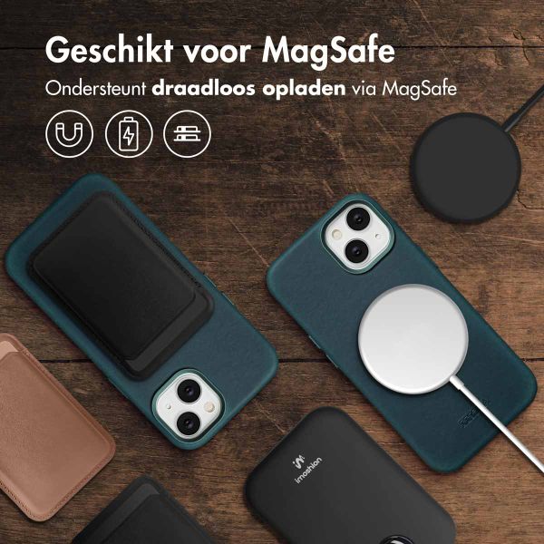 Accezz Vintage Leather Magsafe Backcover iPhone 14 - Smokey Green