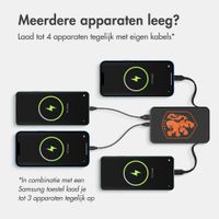 Accezz Powerbank met Geïntegreerde Kabels 10.000 mAh - Quick Charge en Power Delivery - Oranje Leeuw - Zwart
