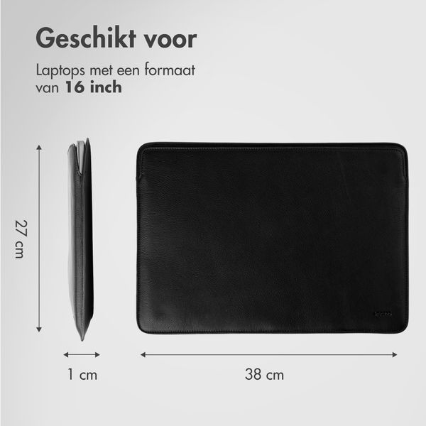Accezz Leather Laptop hoes Apple MacBook 16 inch - Laptopsleeve - Zwart