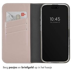 Selencia Echt Lederen Bookcase iPhone 16 Pro - Dusty Pink