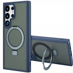 Accezz Ring Stand Backcover met MagSafe Samsung Galaxy S24 Ultra - Blauw