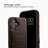 Selencia Nova Real Leather Backcover met Koord en Pashouder Apple iPhone 17 - Dark Chocolate