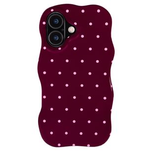 Selencia Vivid Wavy Backcover met MagSafe Apple iPhone 16 - Happy Dots Burgundy