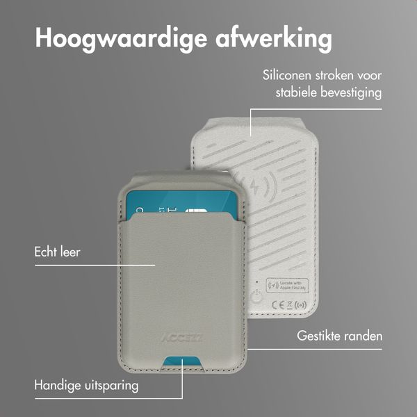 Accezz Magnetische Leren Wallet met standaard - Geschikt voor Apple Find My - Light Grey