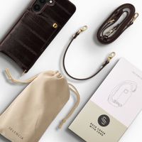 Selencia Nova Real Leather Backcover met Koord en Pashouder Samsung Galaxy S25 - Dark Chocolate