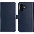 Selencia Echt Lederen Bookcase iPhone 16 - Blauw