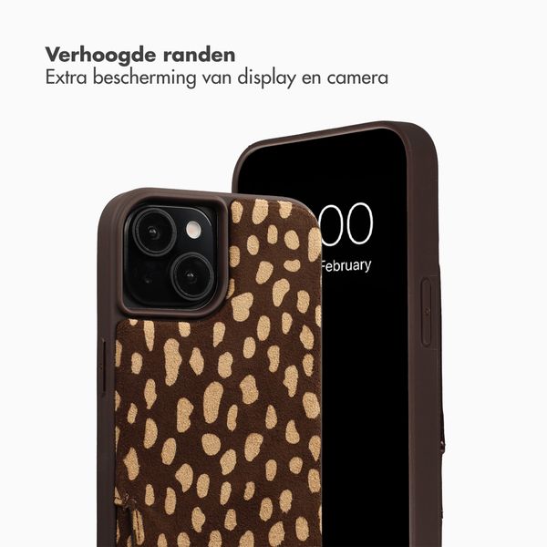 Selencia Nova Real Leather Backcover met Koord en Pashouder Apple iPhone 15 - Fawn Chic