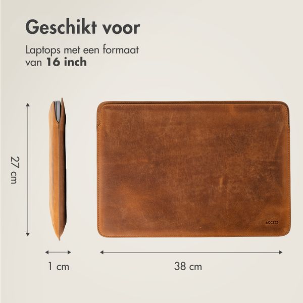 Accezz Leather Laptop hoes Apple MacBook 16 inch - Laptopsleeve - Cognac