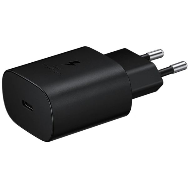 Samsung Originele USB-C naar USB-C kabel - 1.8 meter - 25 Watt - Zwart + Originele Fast Charging Adapter USB-C Oplader - In Fabrieksverpakking - 25 Watt - Zwart