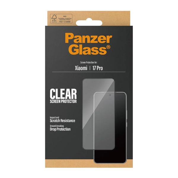 PanzerGlass Ultra-Wide Fit Anti-Bacterial Screenprotector incl. applicator Xiaomi 17 Pro