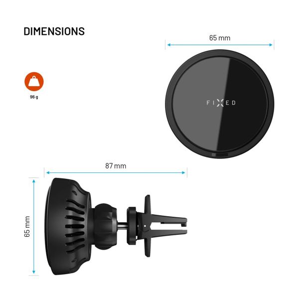 Fixed MagCool - telefoonhouder auto - Ventilatierooster - MagSafe - Draadloos opladen - Zwart