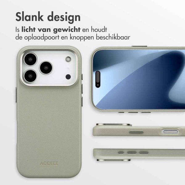 Accezz MagSafe Leather Backcover Apple iPhone 17 Pro - Lichtgrijs