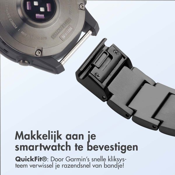 Accezz Mat Titanium bandje voor de Garmin Quickfit 22mm - Zwart
