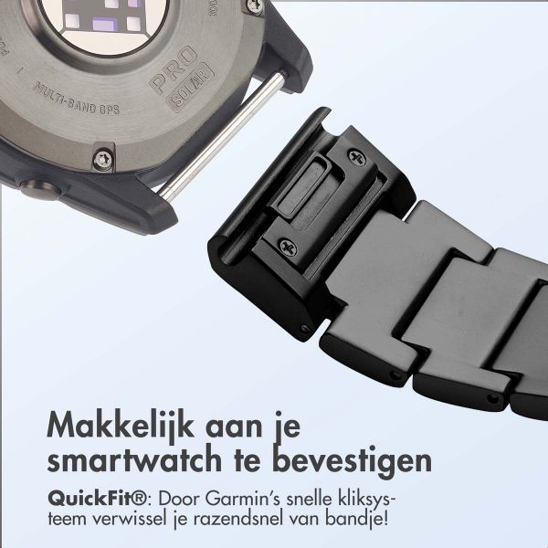 Accezz Mat Titanium bandje voor de Garmin Quickfit 26mm - Zwart