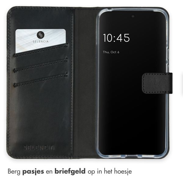 Selencia Echt Leren Bookcase Google Pixel 8 - Zwart