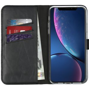 Selencia Echt Lederen Bookcase iPhone 11 Pro Max - Zwart