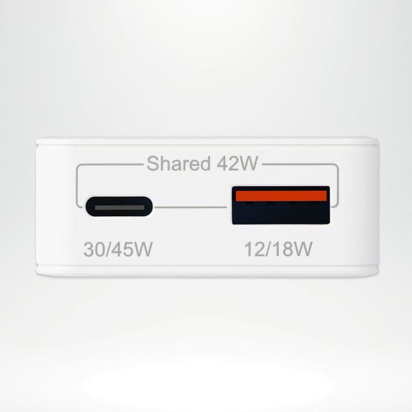 Accezz Ultra Slim GaN Oplader - USB-C + USB-A - 45W - Wit
