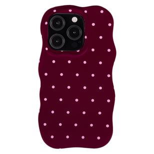 Selencia Vivid Wavy Backcover met MagSafe Apple iPhone 15 Pro - Happy Dots Burgundy