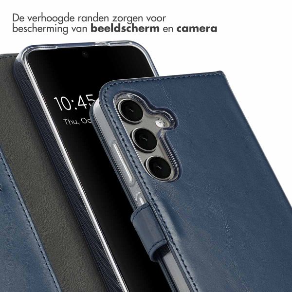Selencia Echt Leren Bookcase Samsung Galaxy S25 Plus - Blauw