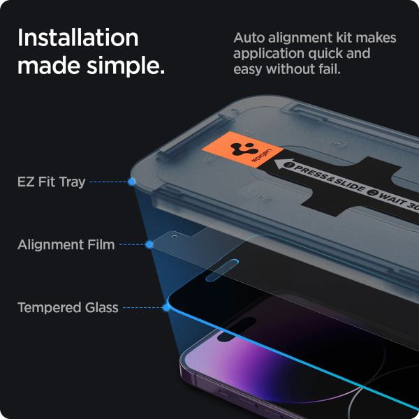 Spigen GLAStR Privacy EZ Fit Screenprotector + Applicator Apple iPhone 14 Pro