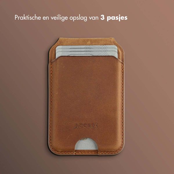 Accezz Vintage Leather MagSafe Kaarthouder met Standaard - Tobacco Cognac