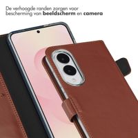 Selencia Echt Lederen Bookcase Samsung Galaxy S25 Edge - Lichtbruin