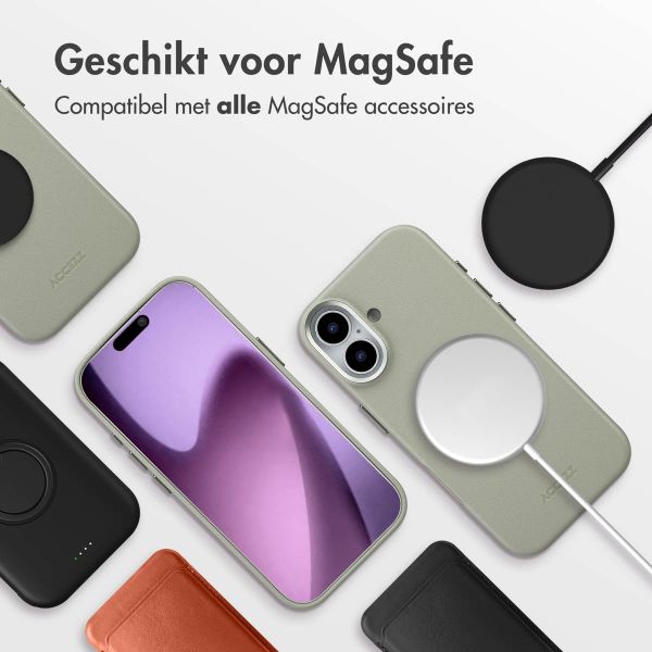 Accezz MagSafe Leather Backcover Apple iPhone 17 - Lichtgrijs