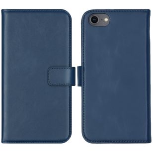 Selencia Echt Lederen Bookcase iPhone SE (2022 / 2020) / 8 / 7 / 6(s) - Blauw