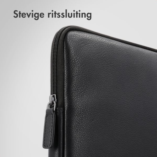 Accezz Leather Laptop hoes met rits 15-16 inch - Laptopsleeve - Zwart