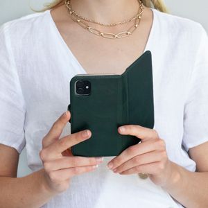 Selencia Echt Lederen Bookcase iPhone Xr - Groen